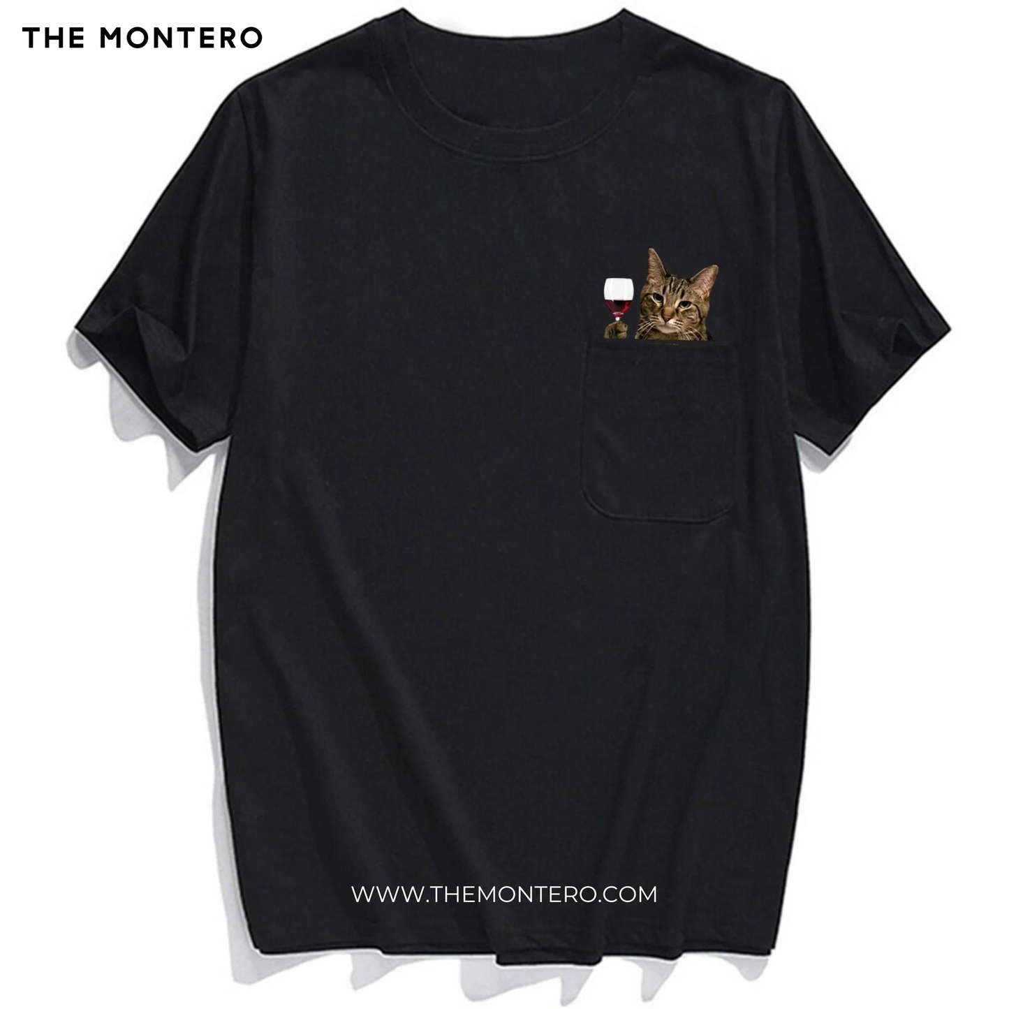 TABBY CAT WINE POCKET T-SHIRT - THE MONTERO