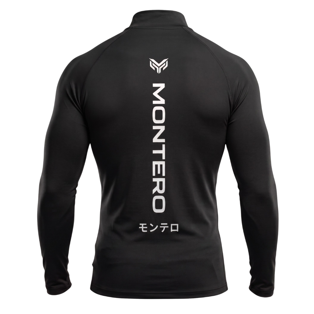 Montero Men's Quarter-Zip Compression Shirt – Black | Long Sleeve Activewear