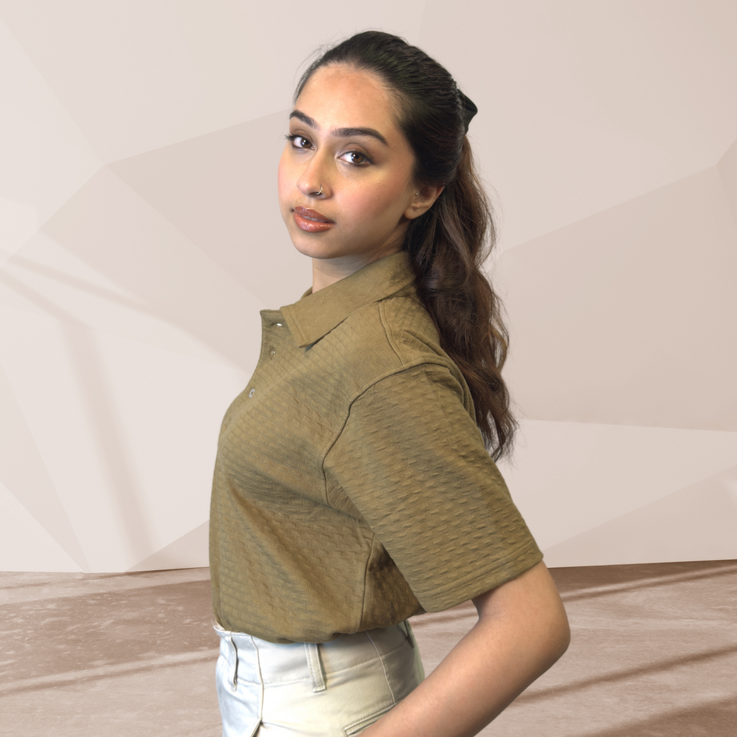 WOMEN'S MUSTARD KNITTED POLO