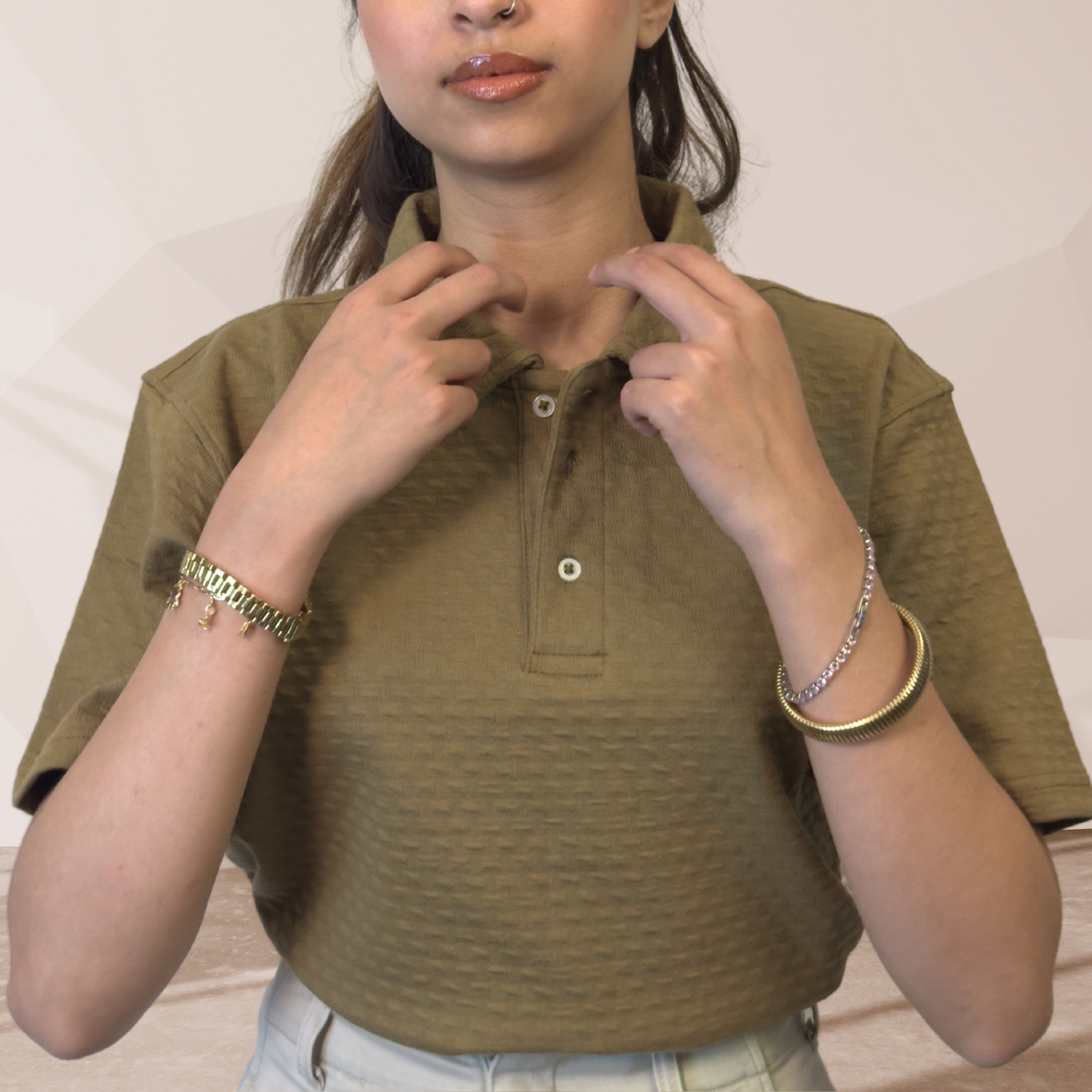 WOMEN'S MUSTARD KNITTED POLO