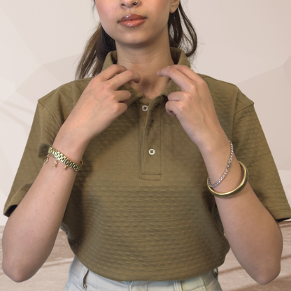 WOMEN'S MUSTARD KNITTED POLO