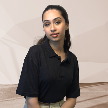 WOMEN'S BLACK KNITTED POLO