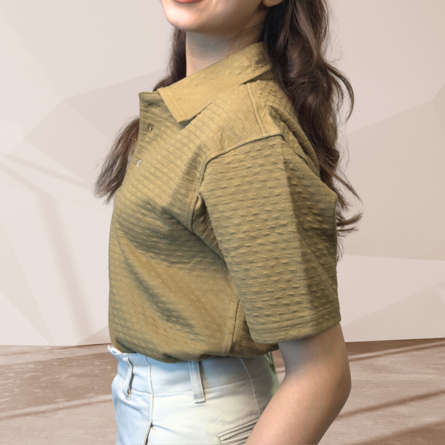 WOMEN'S MUSTARD KNITTED POLO