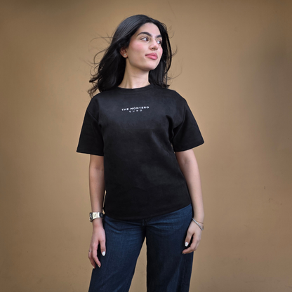 Suede Black Boxy Fit T-Shirt