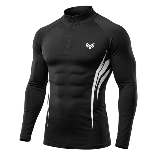 Montero Men's Quarter-Zip Compression Shirt – Black | Long Sleeve Activewear