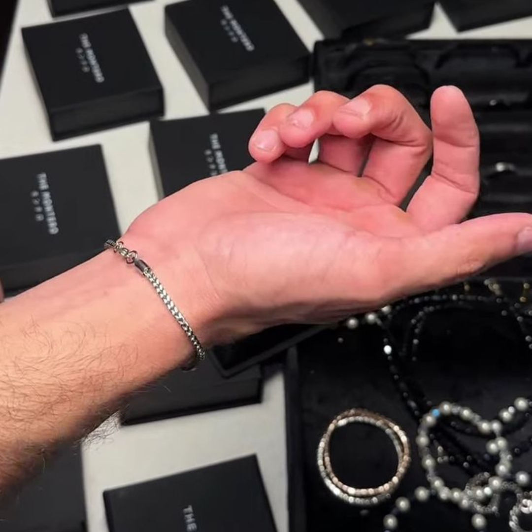 Classic Silver Stainless Steel Men’s Bracelet 3mm (With Box)