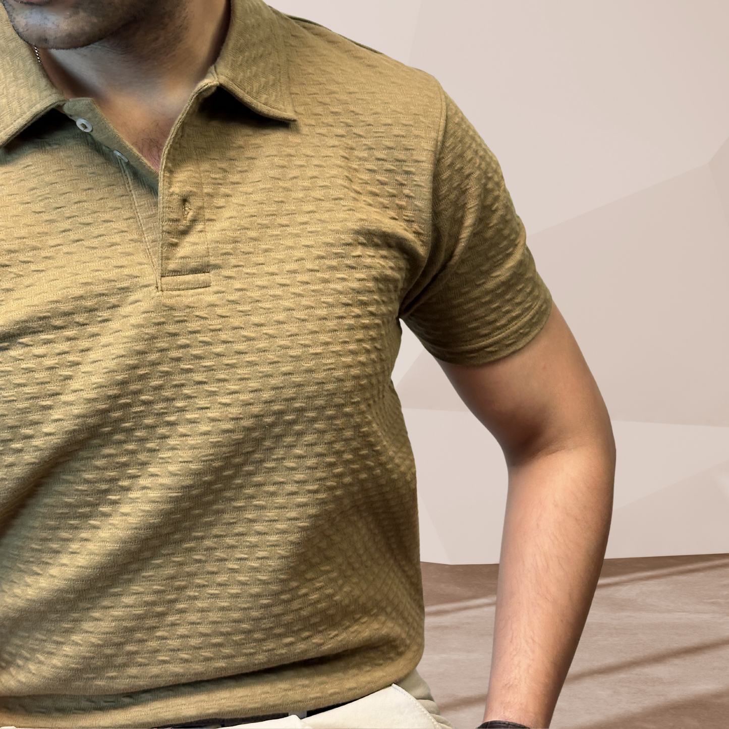 MEN'S MUSTARD KNITTED POLO