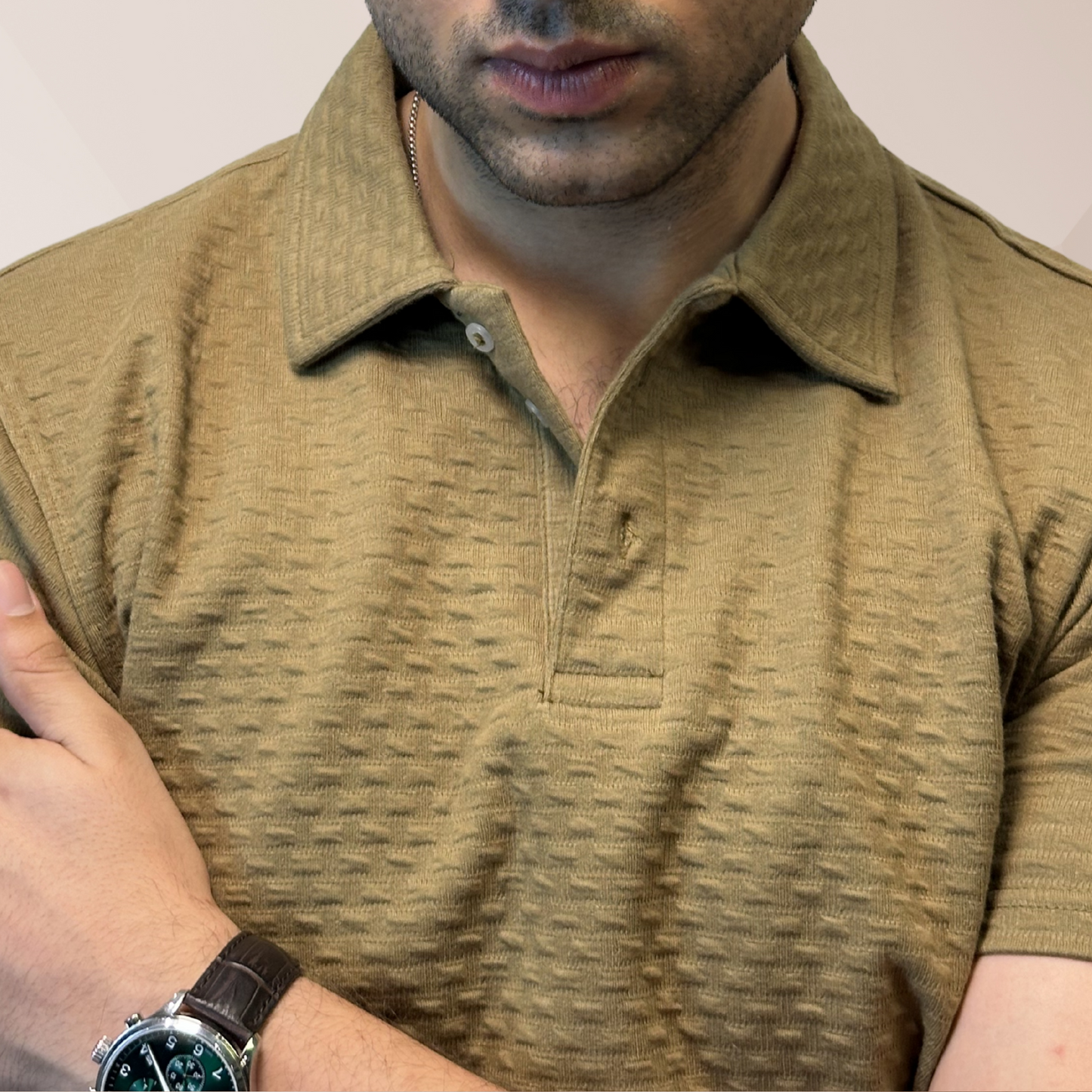 MEN'S MUSTARD KNITTED POLO