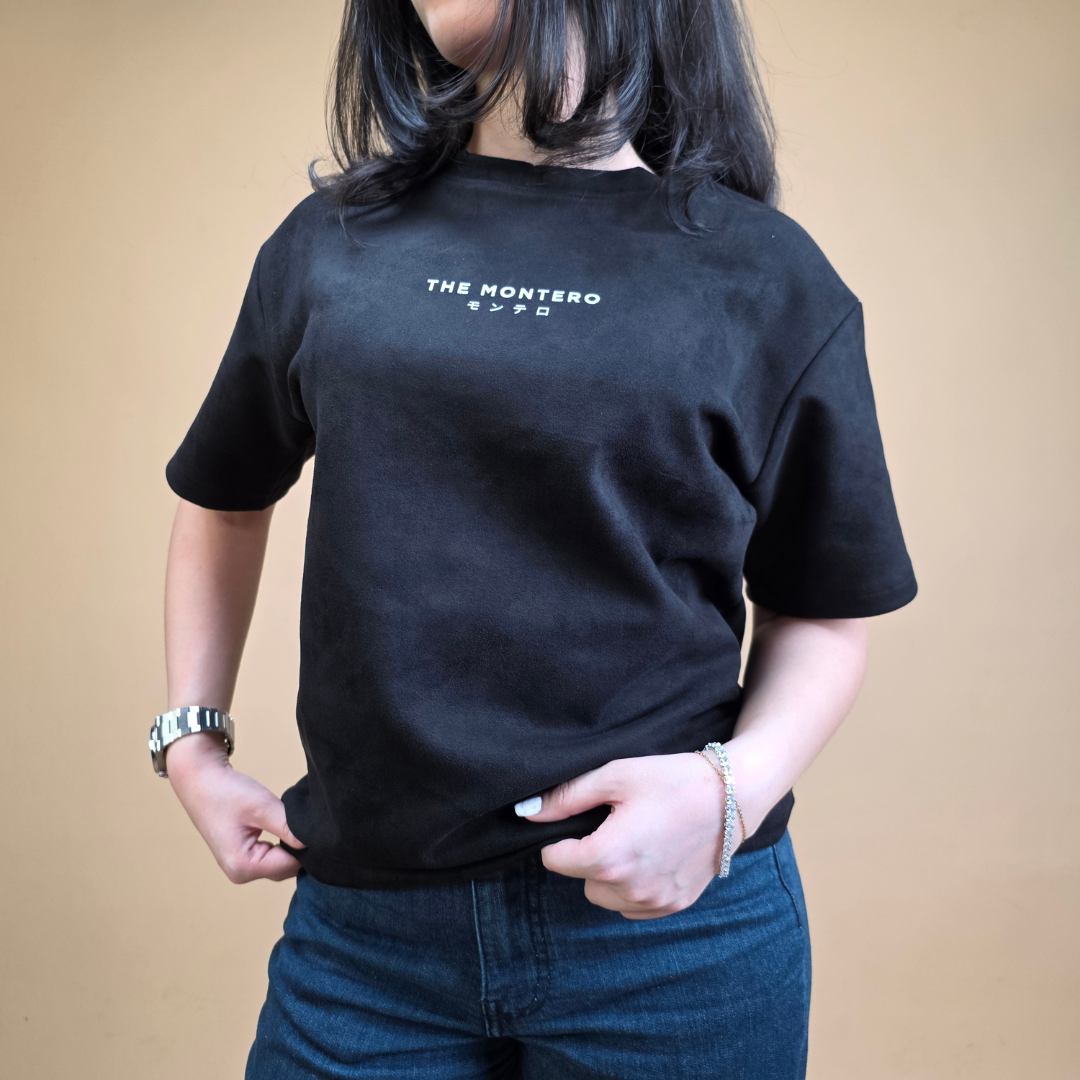 Suede Black Boxy Fit T-Shirt