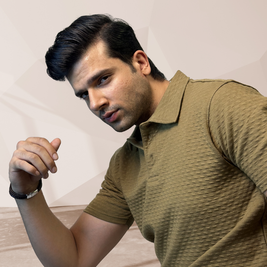 MEN'S MUSTARD KNITTED POLO