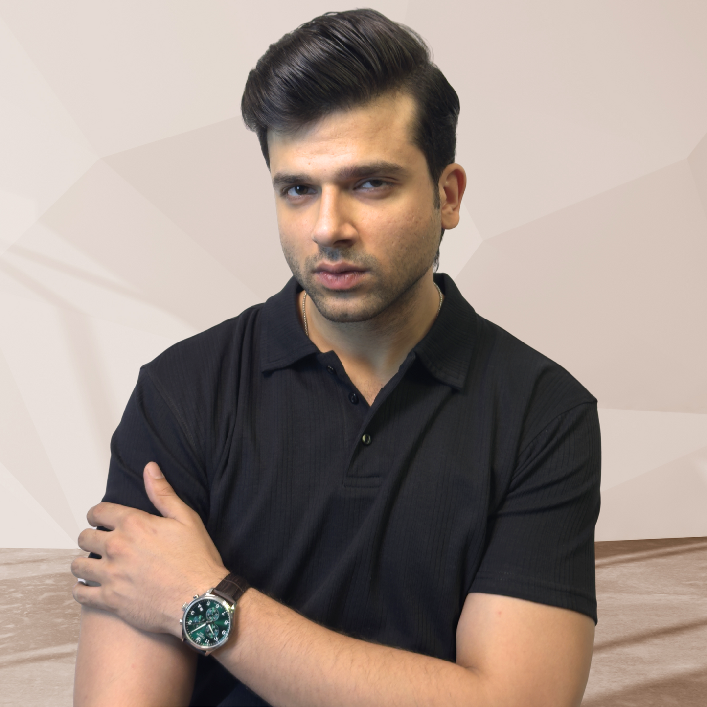 MEN'S BLACK KNITTED POLO