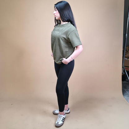 Suede Olive Boxy Fit T-Shirt