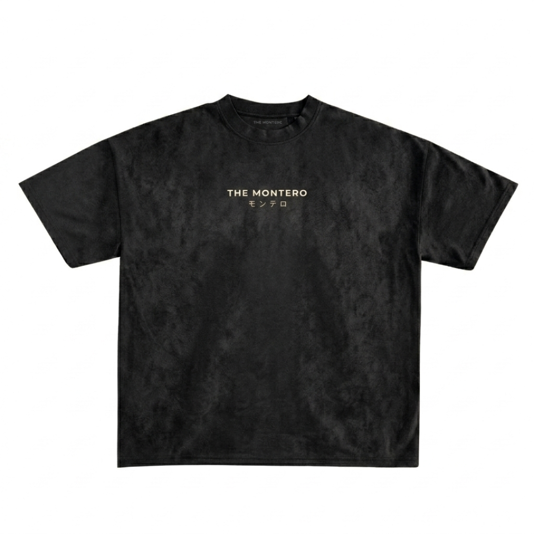 Suede Black Boxy Fit T-Shirt