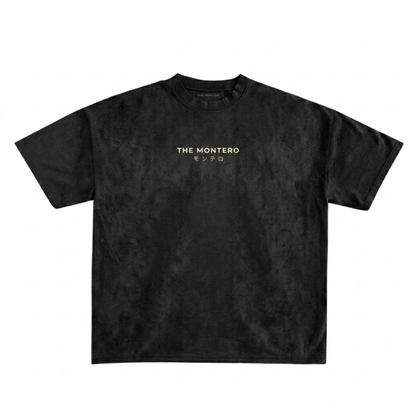 Suede Black Boxy Fit T-Shirt