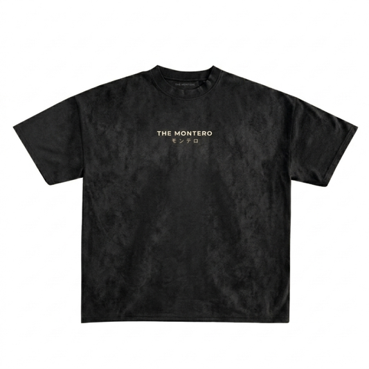 Suede Black Boxy Fit T-Shirt
