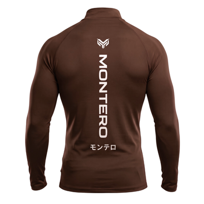 Montero Men's Quarter-Zip Compression Shirt – Brown | Long Sleeve Activewear