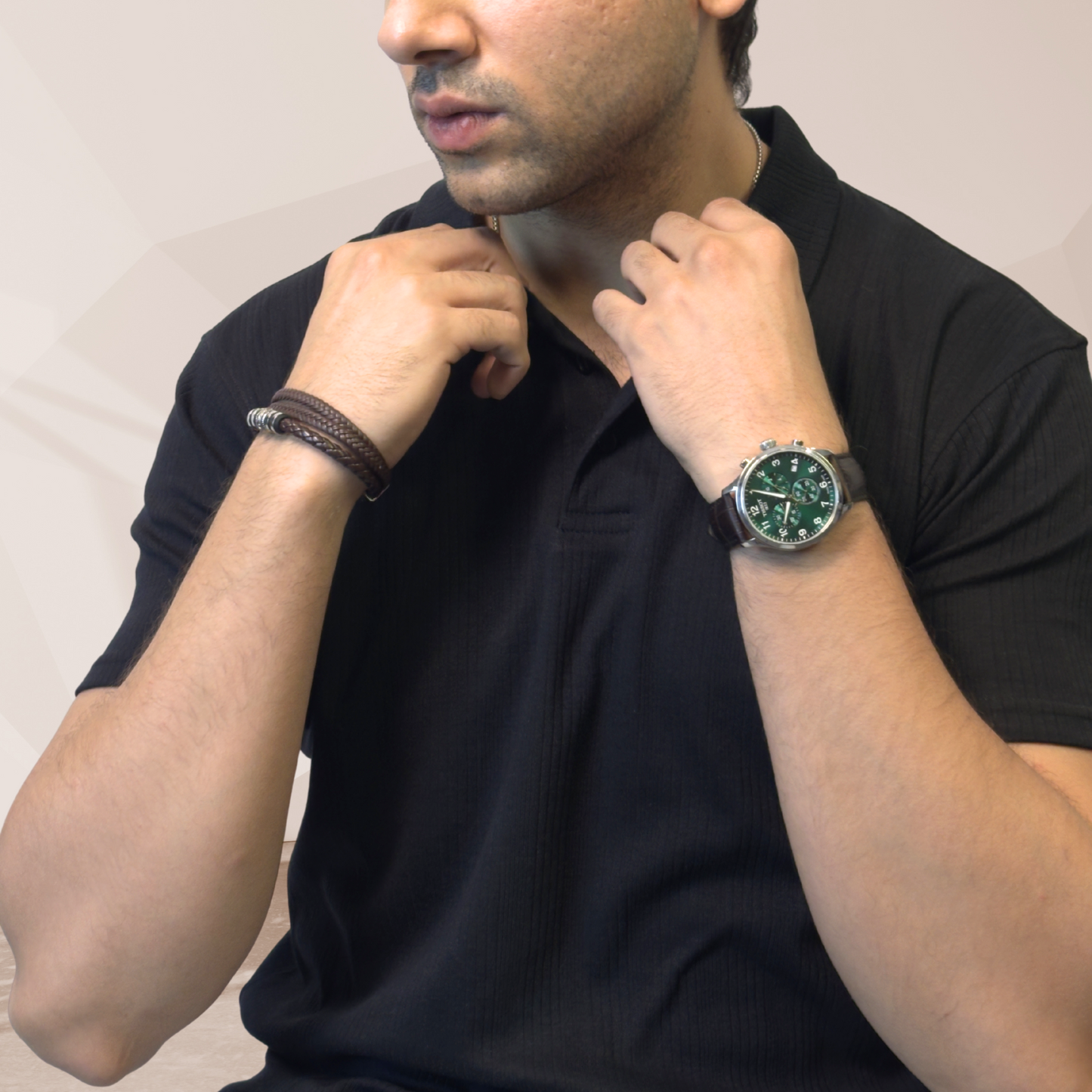 MEN'S BLACK KNITTED POLO