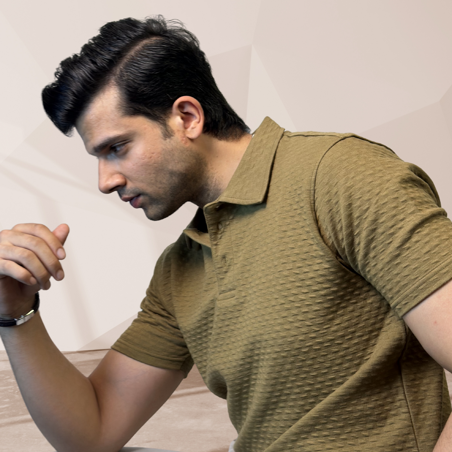 MEN'S MUSTARD KNITTED POLO