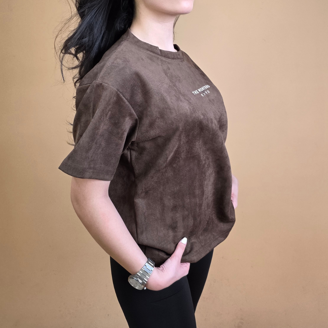 Suede Brown Boxy Fit T-Shirt