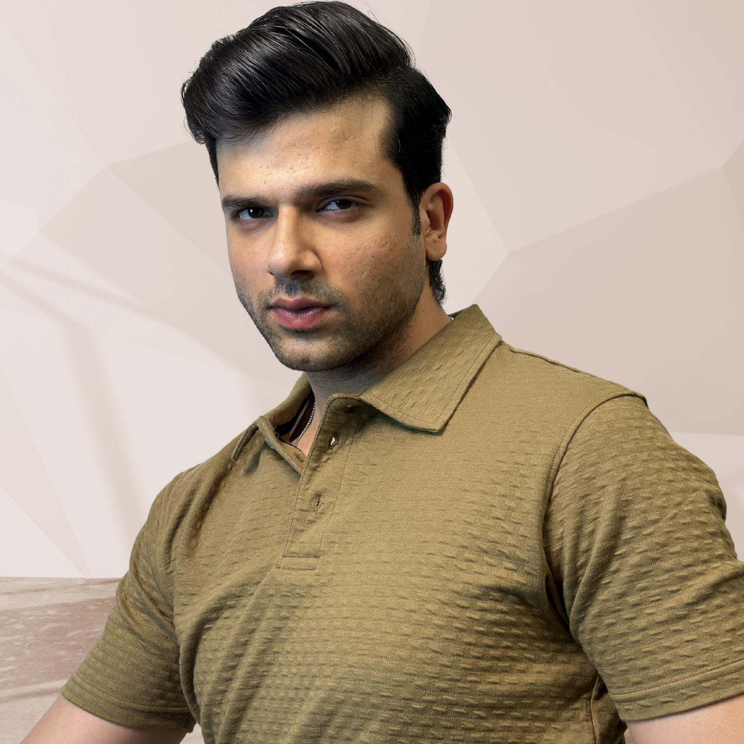MEN'S MUSTARD KNITTED POLO