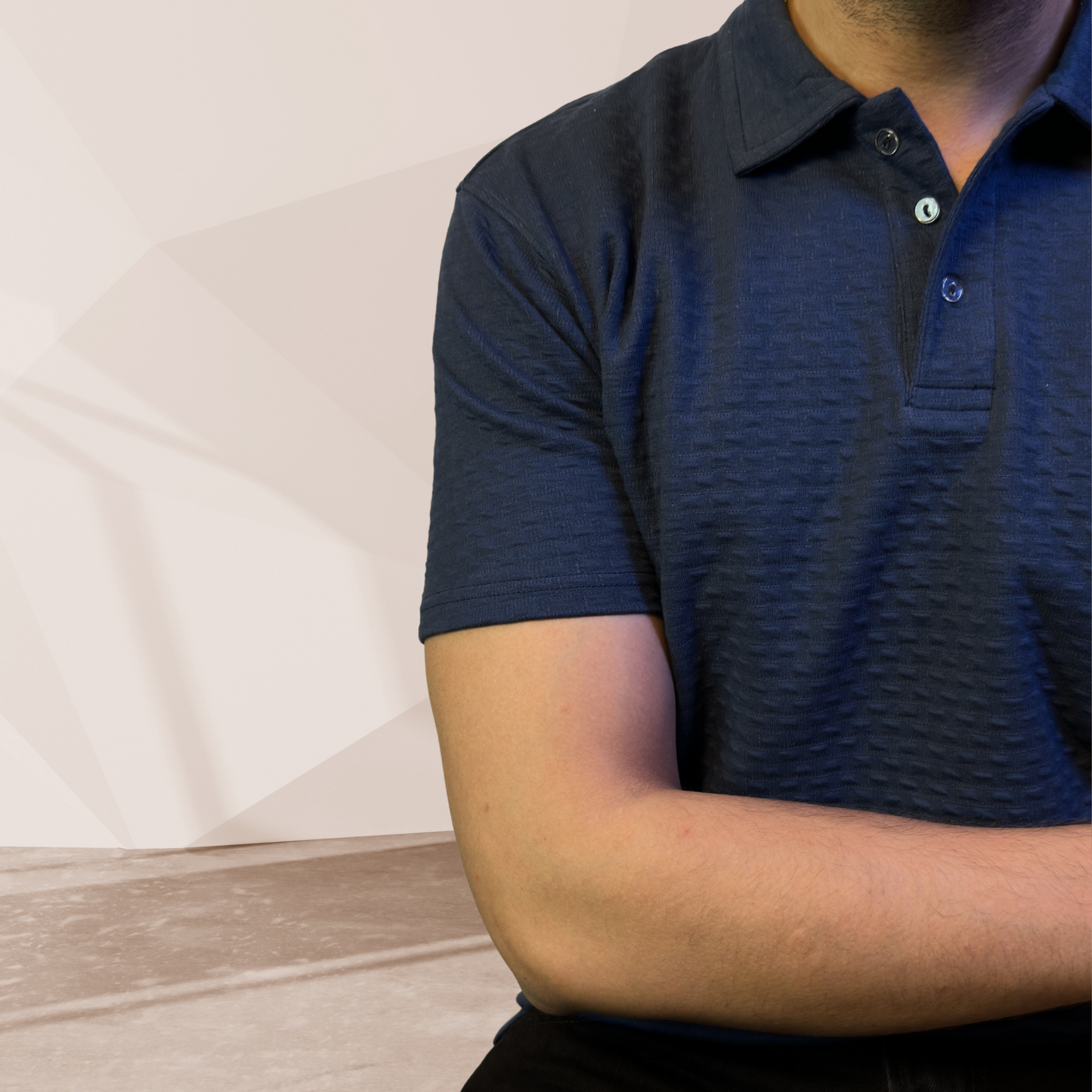 MEN'S BLUE KNITTED POLO
