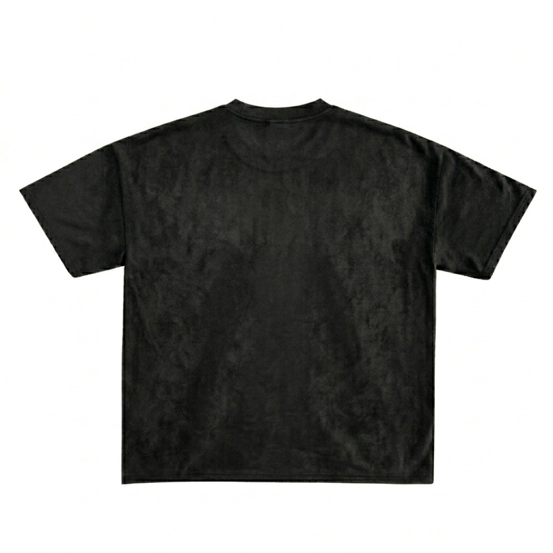 Suede Black Boxy Fit T-Shirt