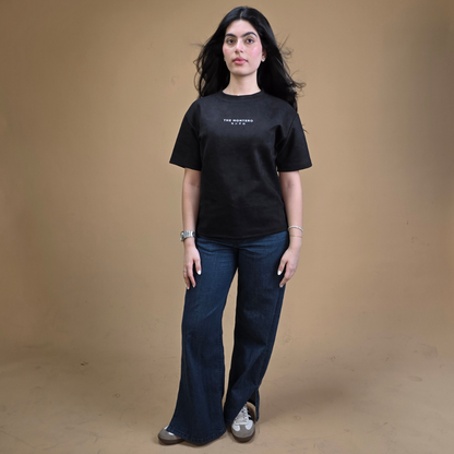 Suede Black Boxy Fit T-Shirt
