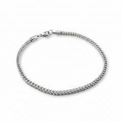 Classic Silver Stainless Steel Men’s Bracelet 3mm (With Box)