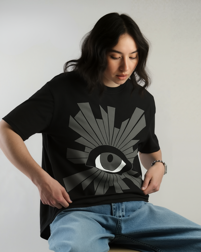 The Art of Eye contact over size Tee - Black