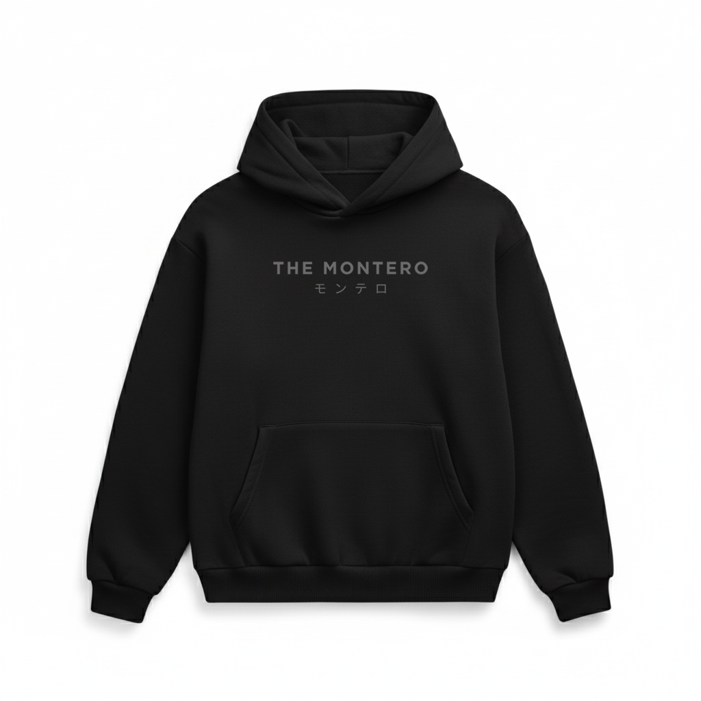 Black Hoodie – Japanese Logo | THE MONTERO - UNISEX - THE MONTERO