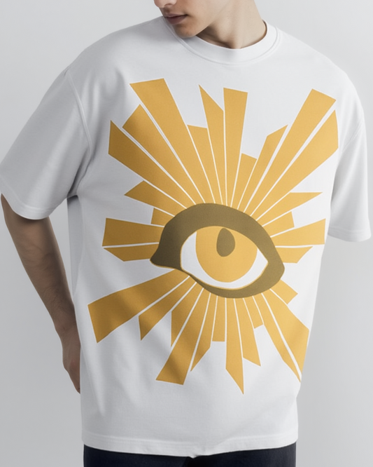 The Art of Eye contact over size Tee - Biege