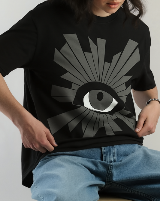 The Art of Eye contact over size Tee - Black